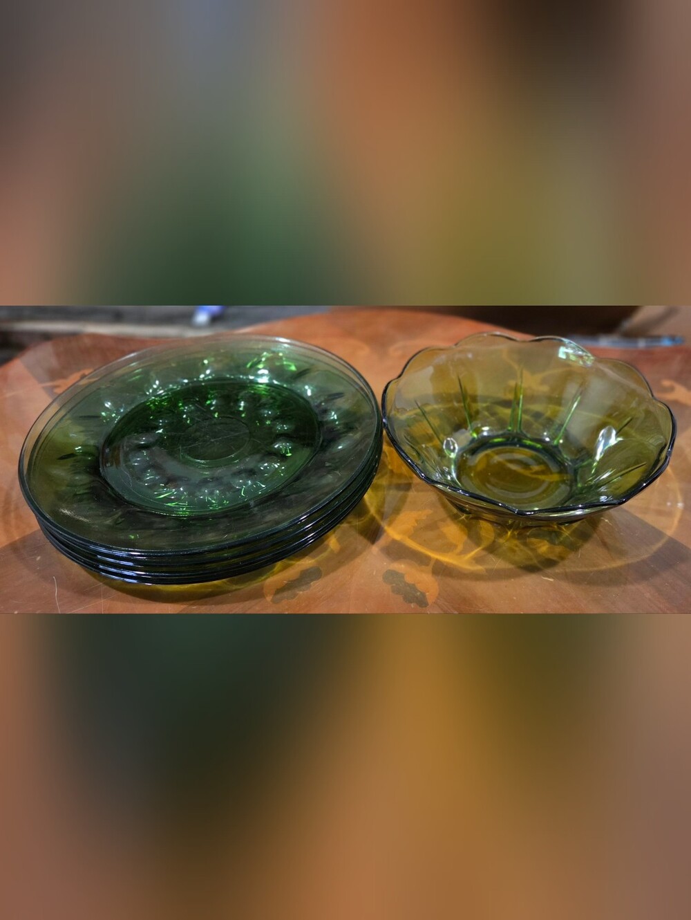 Vintage Anchor Hocking Fairfield Avocado Green 5-Piece Set